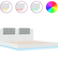 Bettgestell mit Kopfteil und LED-Leuchten Weiß 180x200 cm