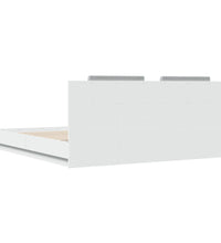 Bettgestell mit Kopfteil und LED-Leuchten Weiß 180x200 cm