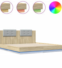 Bettgestell mit Kopfteil & LED-Leuchten Sonoma-Eiche 180x200 cm