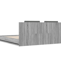 Bettgestell mit Kopfteil und LED-Leuchten Grau Sonoma 180x200cm