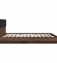 Bettgestell mit Kopfteil und LED-Leuchten Braun Eiche 180x200cm