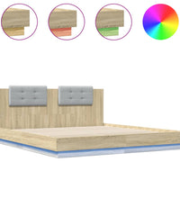 Bettgestell mit Kopfteil & LED-Leuchten Sonoma-Eiche 160x200 cm