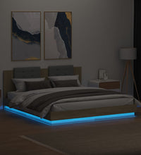 Bettgestell mit Kopfteil & LED-Leuchten Sonoma-Eiche 160x200 cm