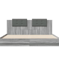 Bettgestell mit Kopfteil und LED-Leuchten Grau Sonoma 160x200cm