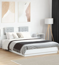 Bettgestell mit Kopfteil und LED-Beleuchtung Weiß 150x200 cm