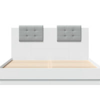 Bettgestell mit Kopfteil und LED-Beleuchtung Weiß 150x200 cm