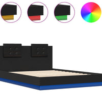 Bettgestell mit LED ohne Matratze Schwarz 150x200 cm