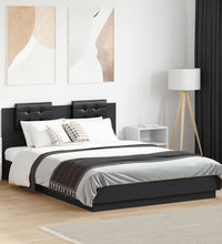 Bettgestell mit LED ohne Matratze Schwarz 150x200 cm