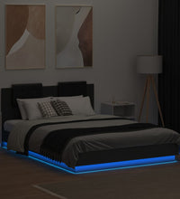 Bettgestell mit LED ohne Matratze Schwarz 150x200 cm