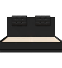 Bettgestell mit LED ohne Matratze Schwarz 150x200 cm
