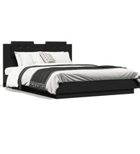 Bettgestell mit LED ohne Matratze Schwarz 150x200 cm