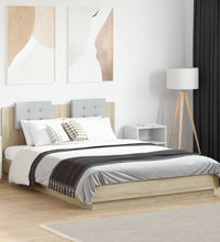 Bettgestell mit Kopfteil & LED-Leuchten Sonoma-Eiche 150x200 cm