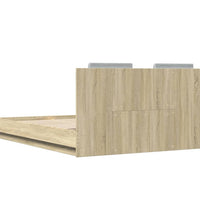 Bettgestell mit Kopfteil & LED-Leuchten Sonoma-Eiche 150x200 cm