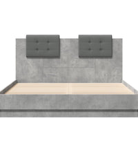 Bettgestell mit Kopfteil und LED-Leuchten Betongrau 150x200 cm