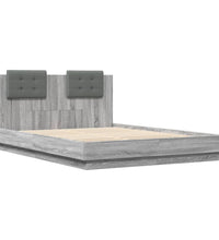 Bettgestell mit Kopfteil und LED-Leuchten Grau Sonoma 150x200cm