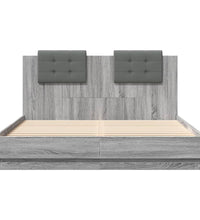 Bettgestell mit Kopfteil und LED-Leuchten Grau Sonoma 150x200cm