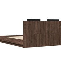 Bettgestell mit Kopfteil und LED-Leuchten Braun Eiche 150x200cm
