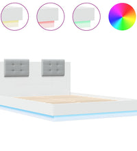 Bettgestell mit Kopfteil und LED-Leuchten Weiß 140x200 cm