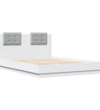 Bettgestell mit Kopfteil und LED-Leuchten Weiß 140x200 cm