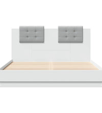 Bettgestell mit Kopfteil und LED-Leuchten Weiß 140x200 cm