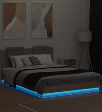 Bettgestell mit Kopfteil & LED-Leuchten Sonoma-Eiche 140x200 cm