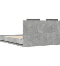 Bettgestell mit Kopfteil und LED-Leuchten Betongrau 140x200 cm