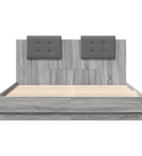 Bettgestell mit Kopfteil und LED-Leuchten Grau Sonoma 140x200cm