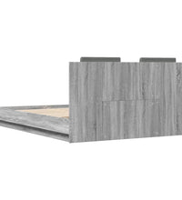 Bettgestell mit Kopfteil und LED-Leuchten Grau Sonoma 140x200cm