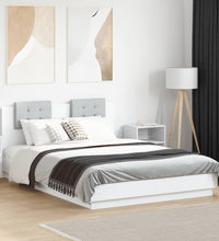 Bettgestell mit Kopfteil und LED-Leuchten Weiß 120x200 cm