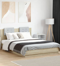 Bettgestell mit Kopfteil & LED-Leuchten Sonoma-Eiche 120x200 cm