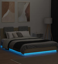 Bettgestell mit Kopfteil & LED-Leuchten Sonoma-Eiche 120x200 cm