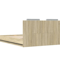 Bettgestell mit Kopfteil & LED-Leuchten Sonoma-Eiche 120x200 cm