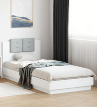 Bettgestell mit Kopfteil und LED-Leuchten Weiß 100x200 cm