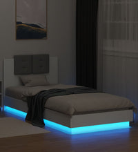 Bettgestell mit Kopfteil und LED-Leuchten Weiß 100x200 cm