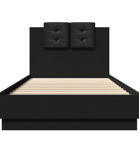 Bettgestell mit Kopfteil und LED-Leuchten Schwarz 100x200 cm