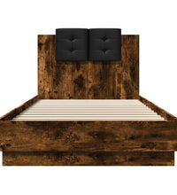 Bettgestell mit Kopfteil & LED-Leuchten Räuchereiche 100x200 cm