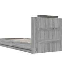 Bettgestell mit Kopfteil und LED-Leuchten Grau Sonoma 100x200cm