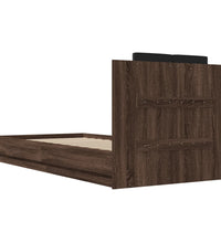 Bettgestell mit Kopfteil und LED-Leuchten Braun Eiche 100x200cm