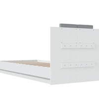 Bettgestell mit Kopfteil und LED-Leuchten Weiß 90x200 cm