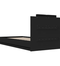 Bettgestell mit Kopfteil und LED-Leuchten Schwarz 90x200 cm