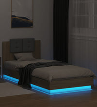 Bettgestell mit Kopfteil und LED-Leuchten Sonoma-Eiche 90x200cm