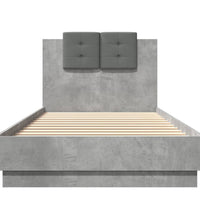Bettgestell mit Kopfteil und LED-Leuchten Betongrau 90x200 cm