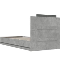 Bettgestell mit Kopfteil und LED-Leuchten Betongrau 90x200 cm