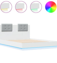 Bettgestell mit Kopfteil und LED-Leuchten Weiß 140x190 cm