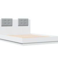 Bettgestell mit Kopfteil und LED-Leuchten Weiß 140x190 cm