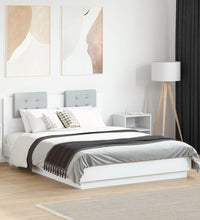 Bettgestell mit Kopfteil und LED-Leuchten Weiß 140x190 cm