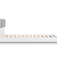 Bettgestell mit Kopfteil und LED-Leuchten Weiß 140x190 cm