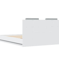 Bettgestell mit Kopfteil und LED-Leuchten Weiß 140x190 cm