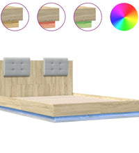Bettgestell mit Kopfteil & LED-Leuchten Sonoma-Eiche 140x190cm