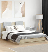 Bettgestell mit Kopfteil & LED-Leuchten Sonoma-Eiche 140x190cm